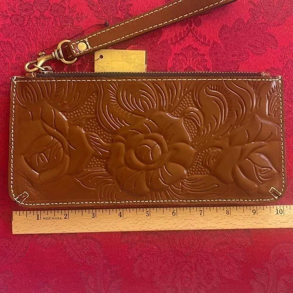 Brand New Patricia Nash Genuine Tooled Leather St. Croce Zippered Wristlet